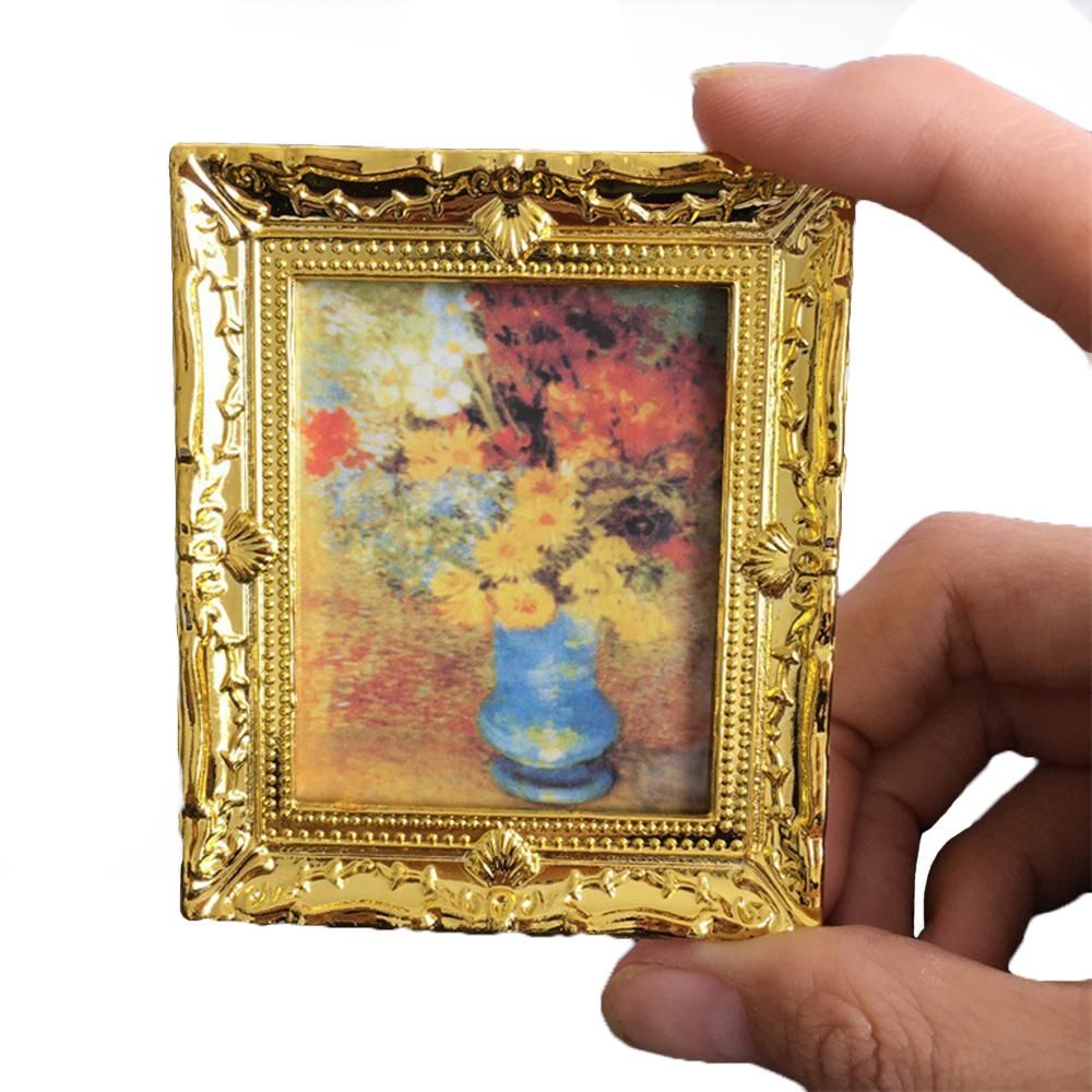 Woodworking Resin - ของเล่นเด็กตุ๊กตาเครื่องประดับบ้านตุ๊กตางานฝีมือวินเทจภาพวาดสีน้ำมันขนาดเล็กภาพ1:12ขนาดเล็ก